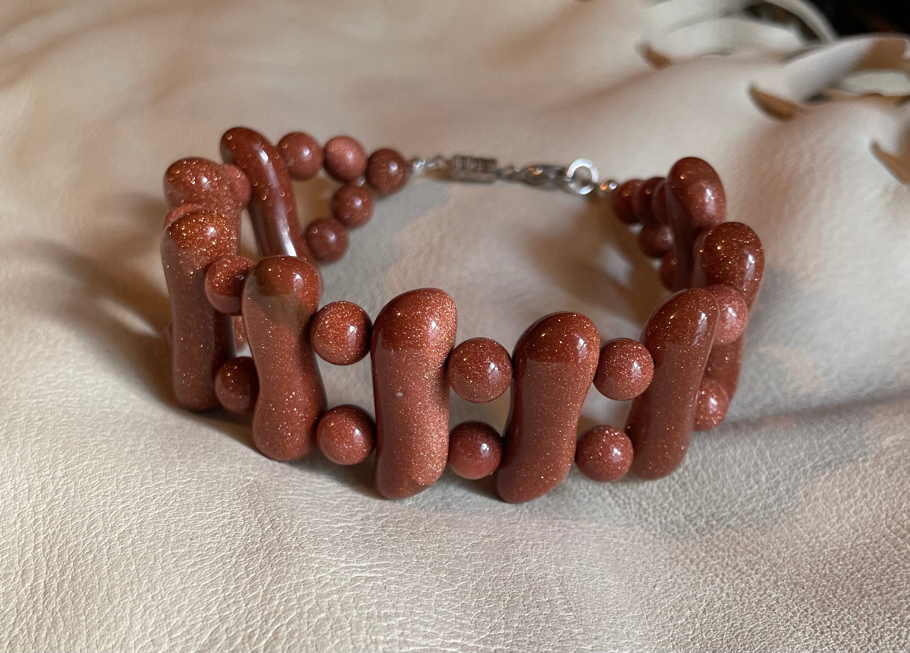 Goldstone cuff bracelet