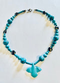 Carved turquoise eagle pendant necklace